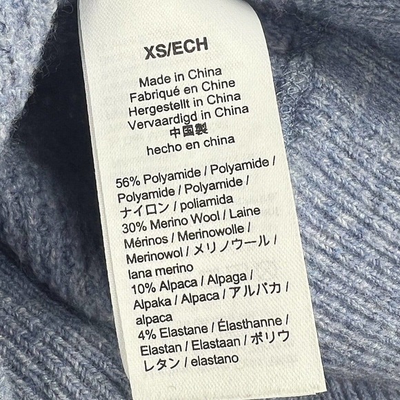 J Crew Blue Waffle Knit Merino Wool Blend Sweater Size XS Relaxed Fit - Picture 11 of 12